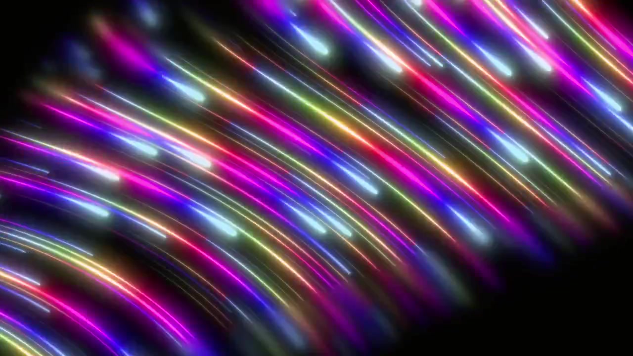 Vibrant Flowing Neon Light Streaks on Dark Background