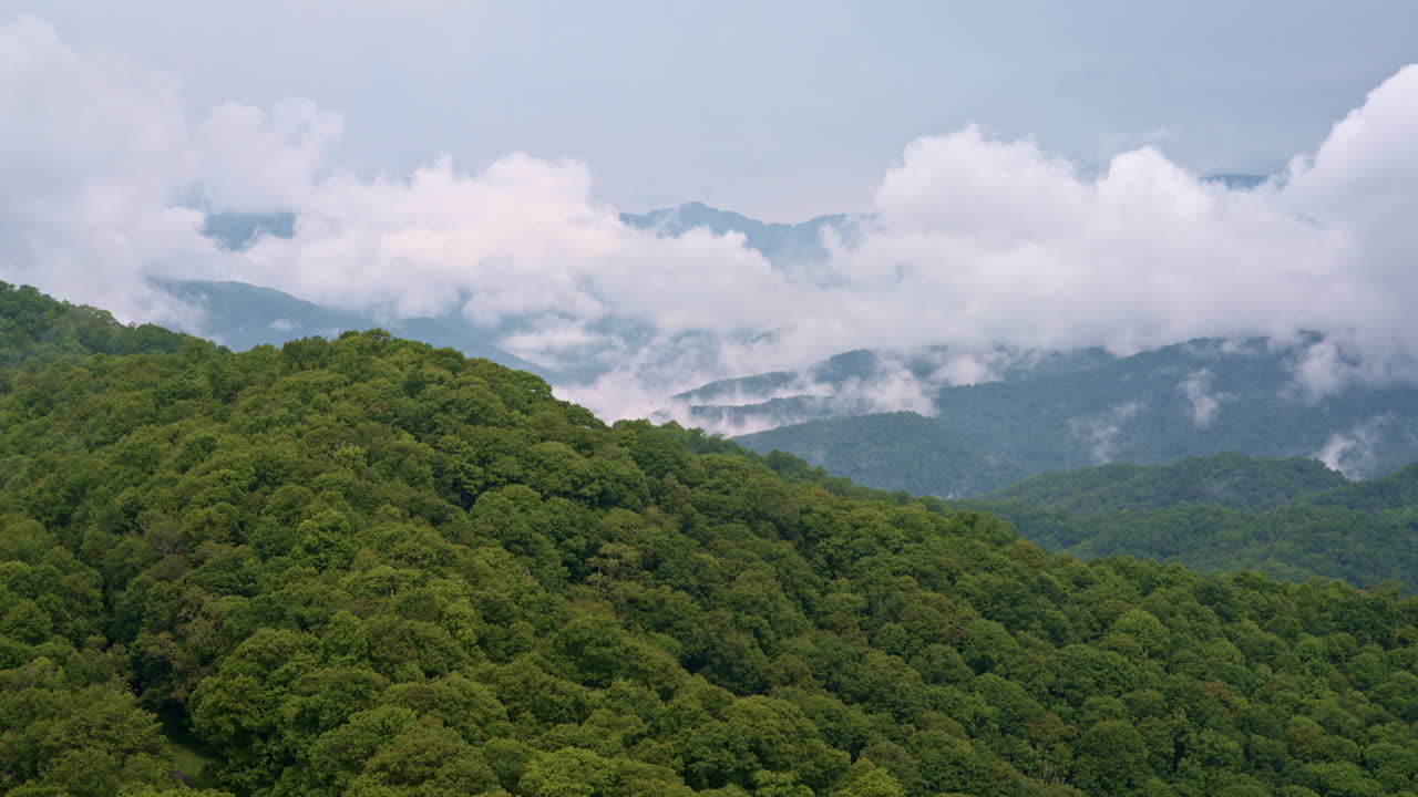 Mist and mystery fill the Smoky Mountains in this aerial scene
