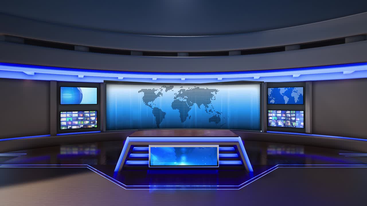estudio de noticias virtual en 3d con fondo de pantalla verde