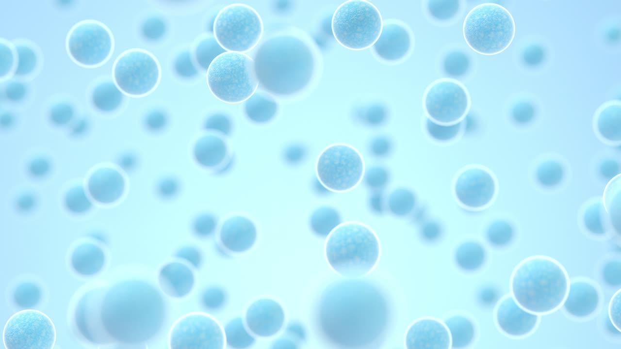 grandes grupos de estreptococos con fondo azul, representación en 3d.