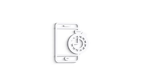 3d icono de línea hora y animación de reloj en fondo blanco. 4k