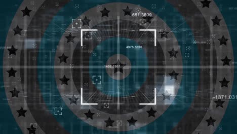 Multiple-changing-numbers-and-square-scope-scanning-over-against-multiple-stars-on-spinning-circles