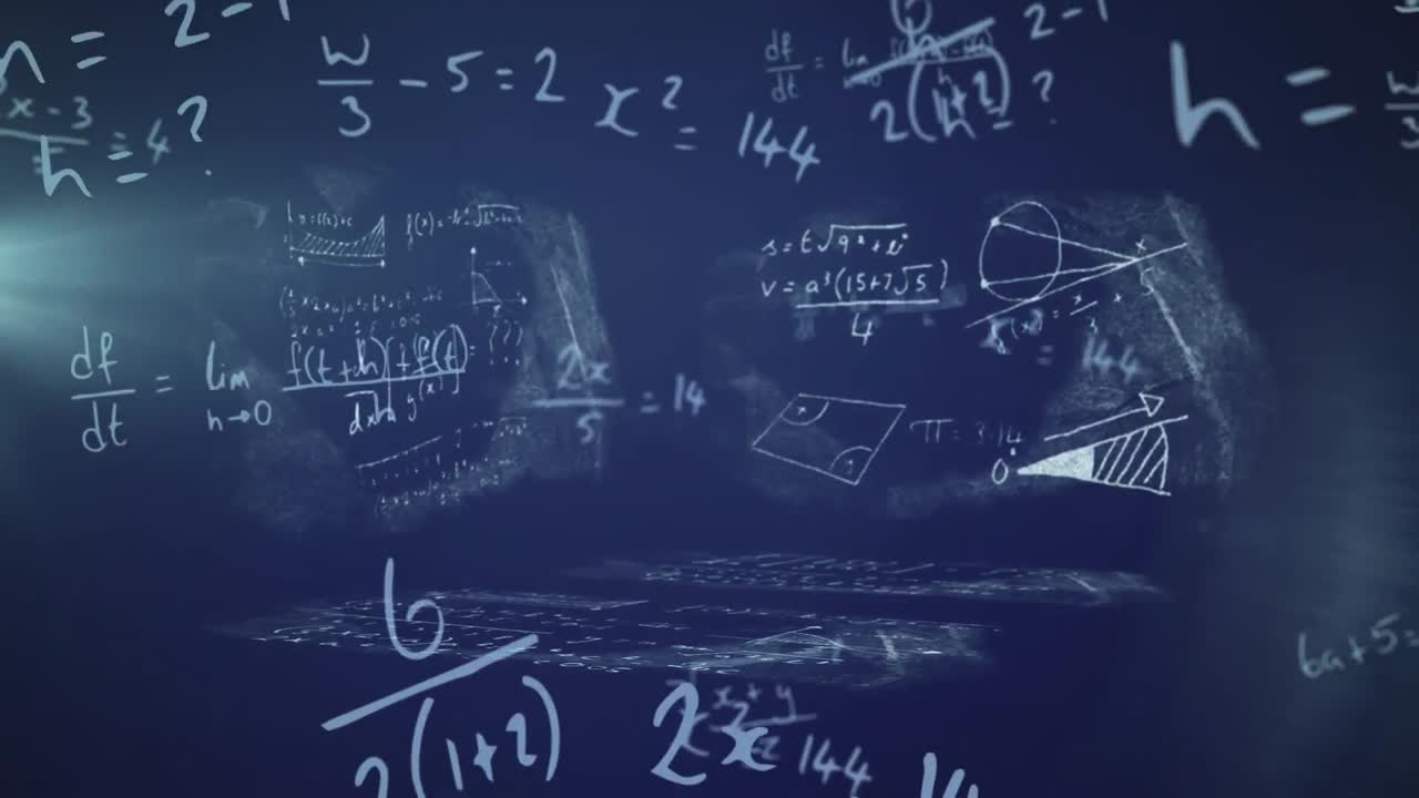animación de ecuaciones matemáticas sobre un fondo negro