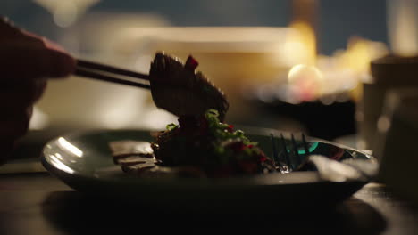 close-up of dinner at an asian restaurant