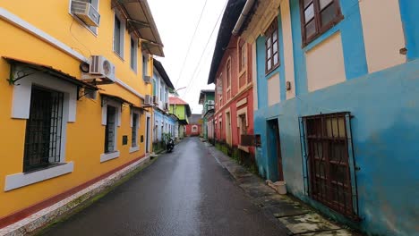 colorful street in panaji, goa, india