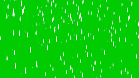 animación de lluvia pantalla verde, gota de agua en el fondo verde.4k video