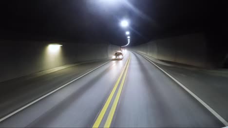 car rides through the tunnel point-of-view driving