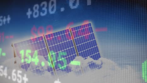 Stock-market-data-processing-against-solar-panels-in-blue-sky