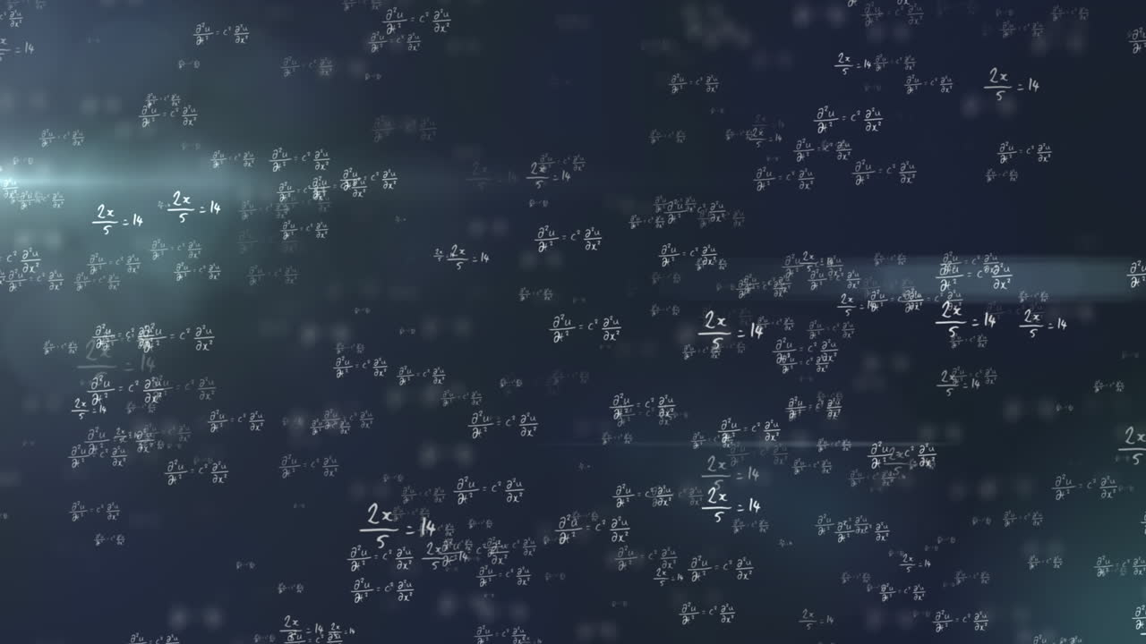 Animation of mathematical equations on black background