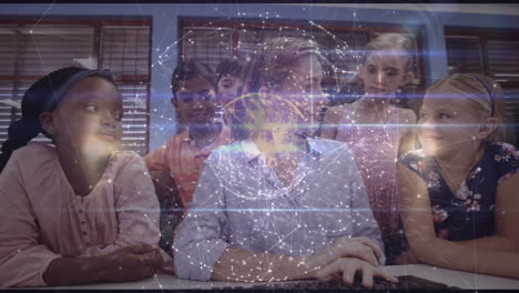 animación de una red de conexiones entre alumnos diversos con una maestra