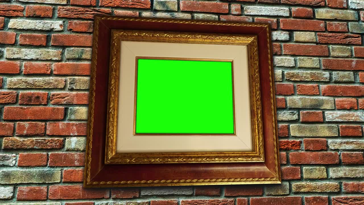 movimiento a lo largo de la pared de ladrillo viejo con marco de imagen y chromakey