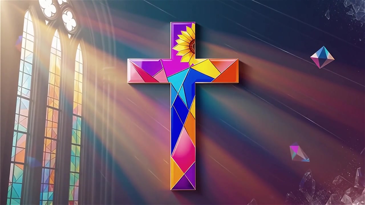 Cruz Cristiana con Luz Celestial, Fondo para Adoración.