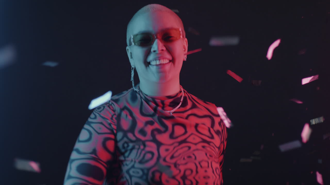 Happy Woman Celebrating with Confetti