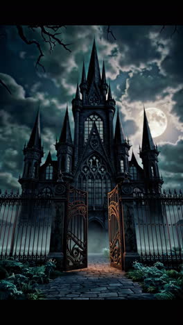 dark gothic castle at night