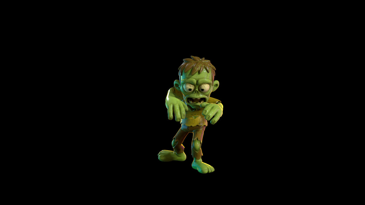 Divertente animazione in loop di camminata di un personaggio zombie dei cartoni animati