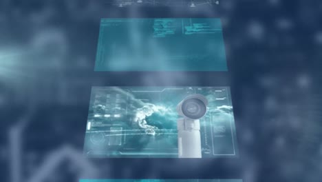 animation of data processing over blurred background