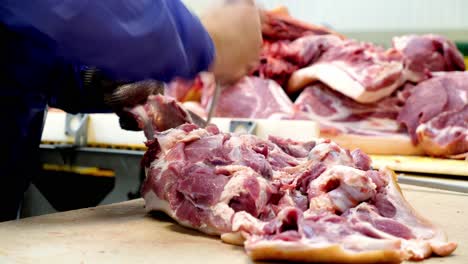raw pork processing in a slaughterhouse
