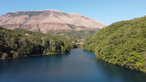 blue eye lake , albania - aerial during summer holiday