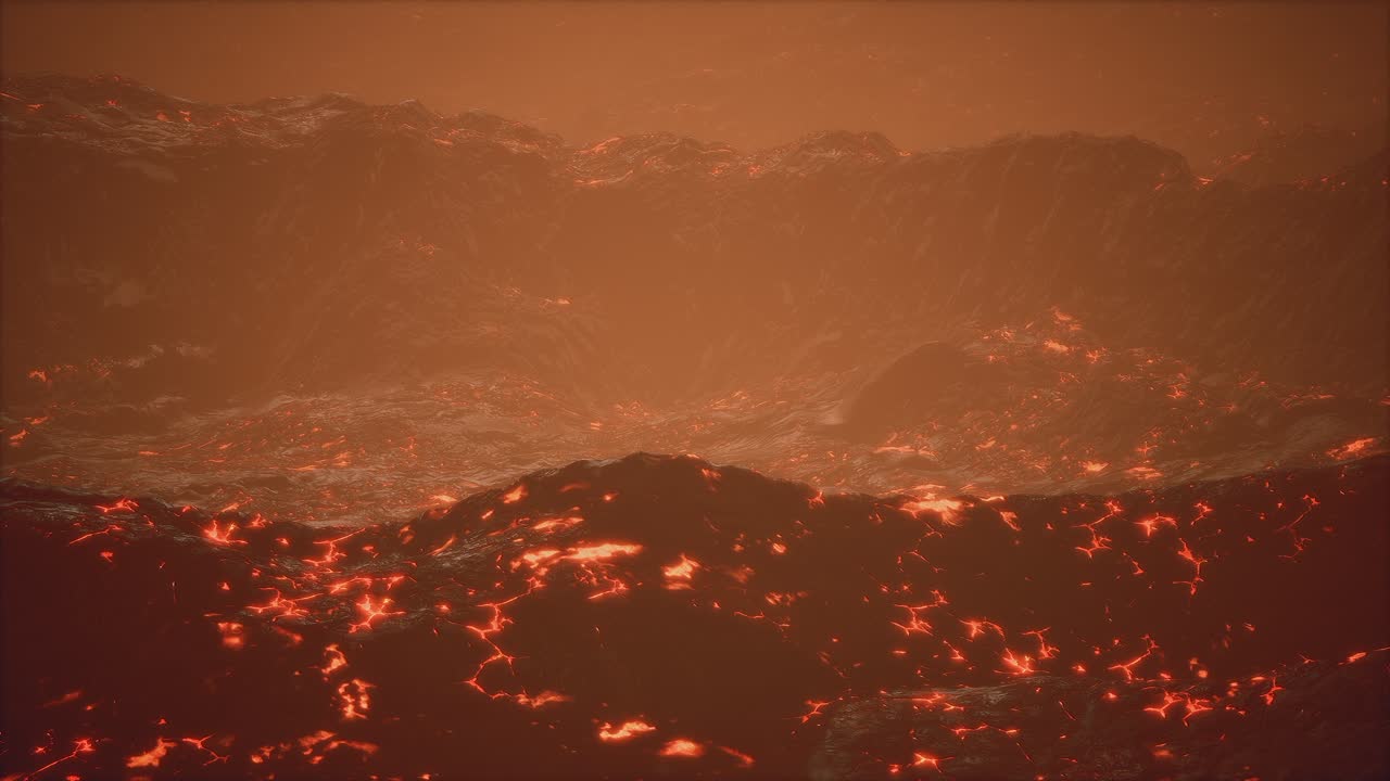 campos de lava y colinas en un volcán activo