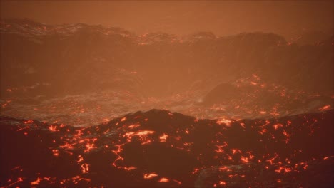 lava fields and hills at active volcano