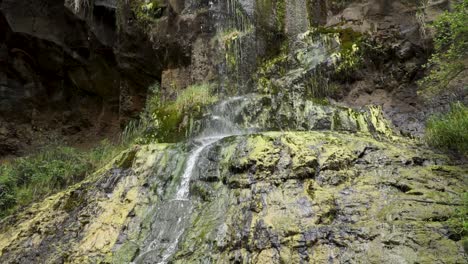 Close-up-of-waterfall-in-native-forrest-Mokoroa-Falls,-Auckland,-New-Zealand