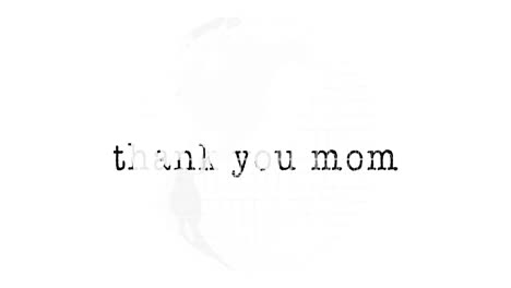 animation of faint globe illustration with thank you mom text on white background
