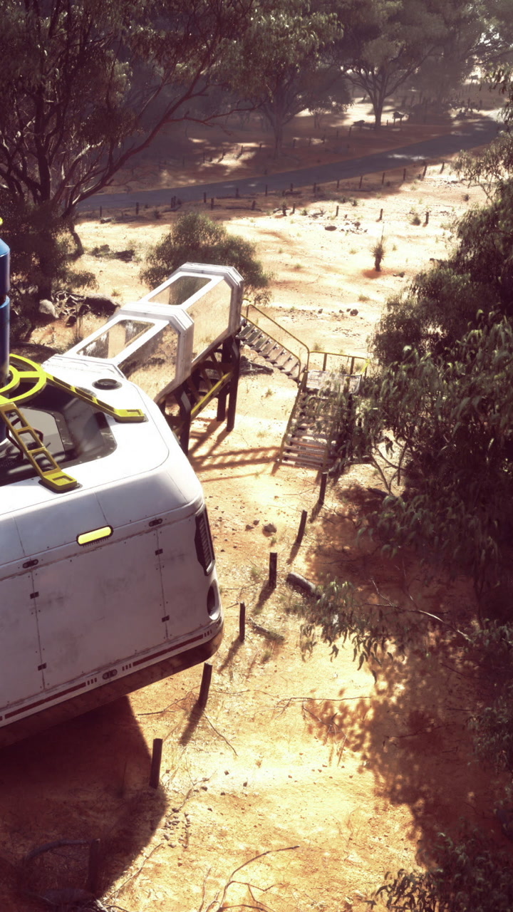 Research station is set on dry land with paths and trees nearby