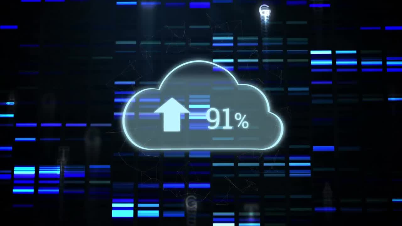 Animation of cloud with growing number over moving columns