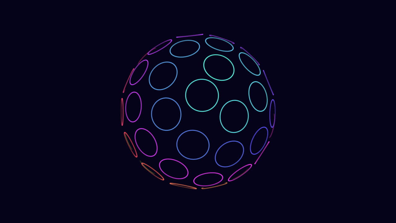 Colorful 3d ball vibrant circles form an intriguing geometric pattern