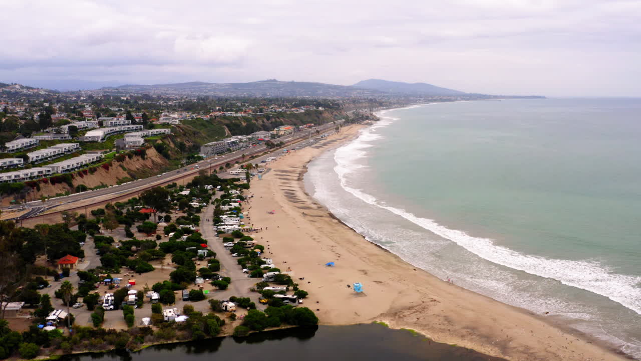 Aerial View of Coastal Landscape with Beach, River, and Ocean