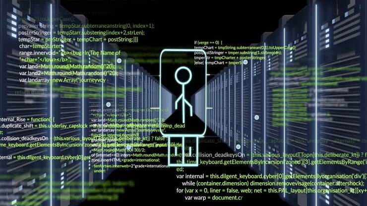 Animating programming code over server racks in data center