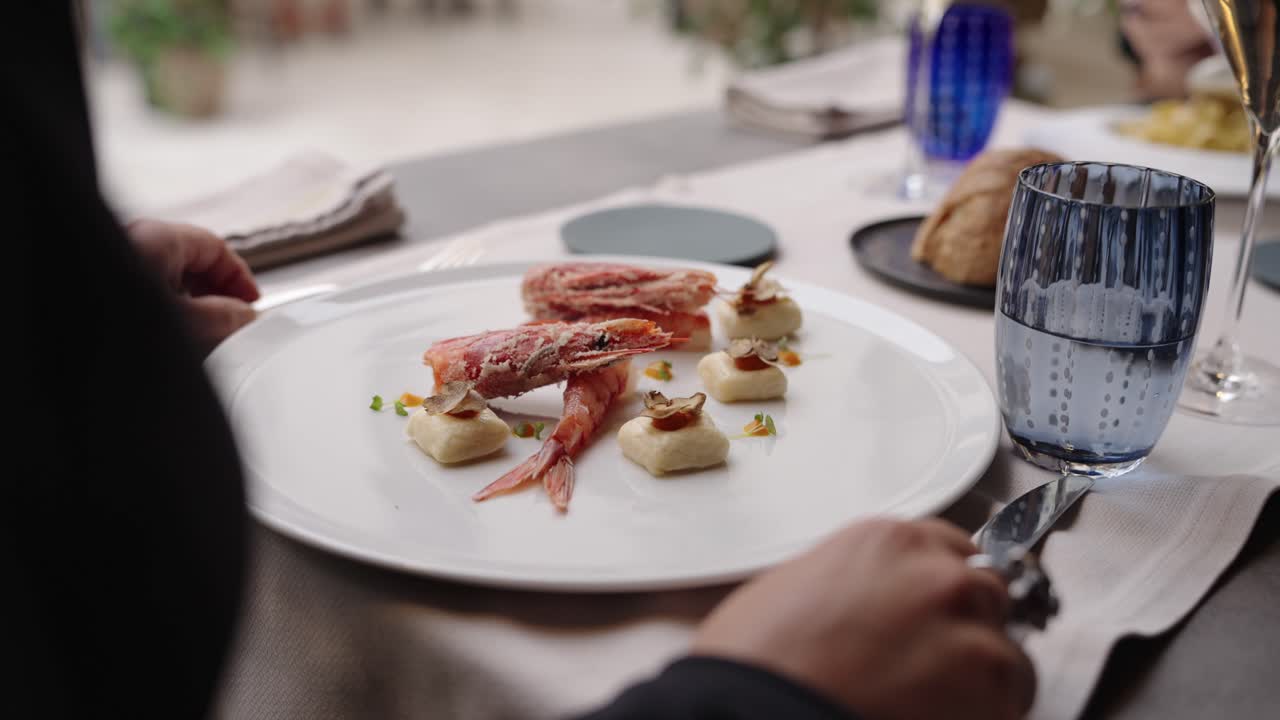 Gourmet Seafood Fine Dining on a Restaurant