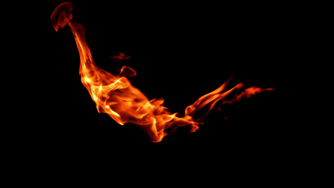 Dynamic Fire Flame Burning on Black Background