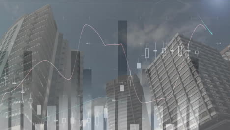 Animation-of-financial-data-processing-over-cityscape