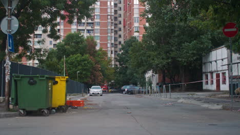 a neighborhood with brutalist apartment buildings from the communist era in sofia, bulgaria