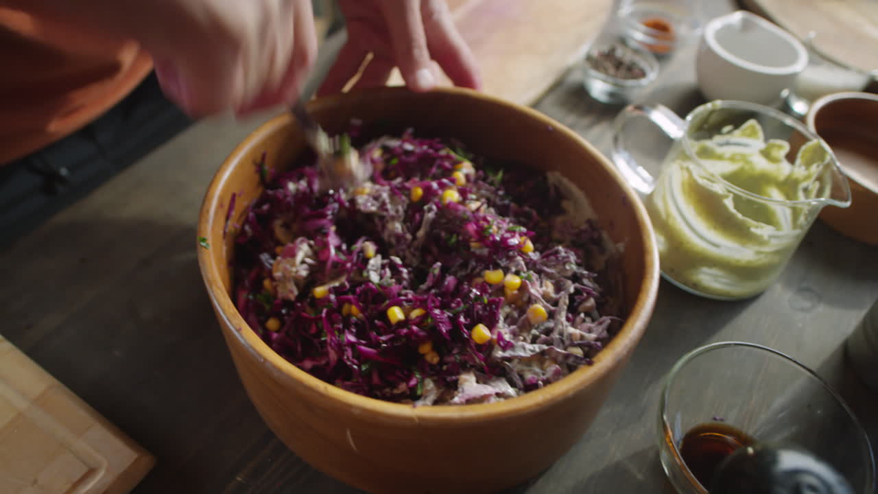 Preparing Red Cabbage Cole Slaw