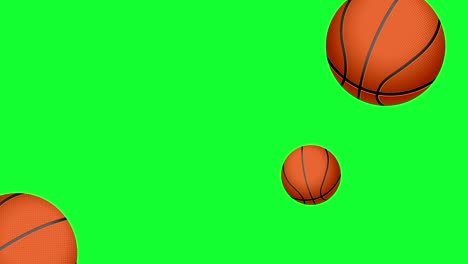 group of animated basket balls elements seamless loop on green screen chroma key