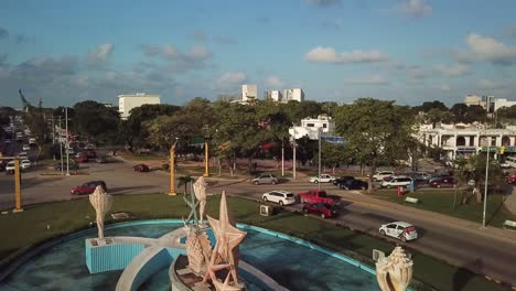 aerial drone shot cancun city, mexico