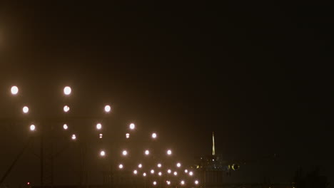 airplane landing at night