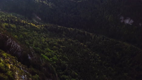 Aerial-shot-of-Panorama-of-the-canton-Schwyz-pan-shot-Switzerland