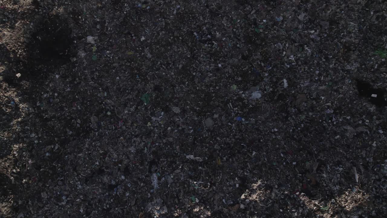 Aerial drone shot of waste dumpsite in Nairobi Dandora