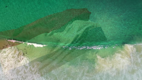 digital composition of waving netherlands flag against aerial view of the beach and sea waves