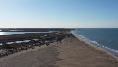 aerial shot of the mediterranean sea shore camargue natural protected zone