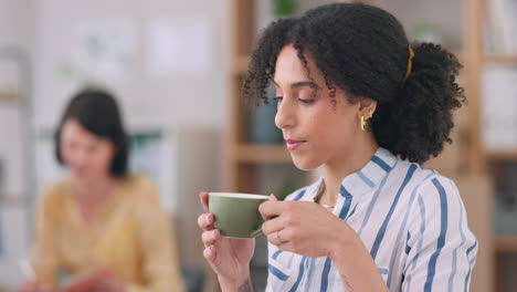 creative, art and a woman designer drinking coffee