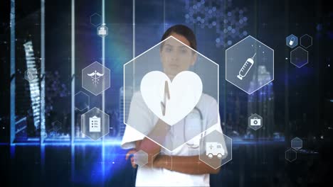 Doctor-touching-virtual-digital-interface-screen