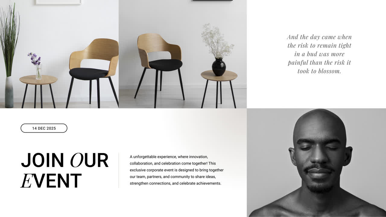 Event Invitation with Elegant Furniture and Portrait