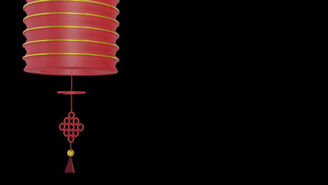 Animation-of-chinese-red-lamp-hanging-with-copy-space-on-black-background