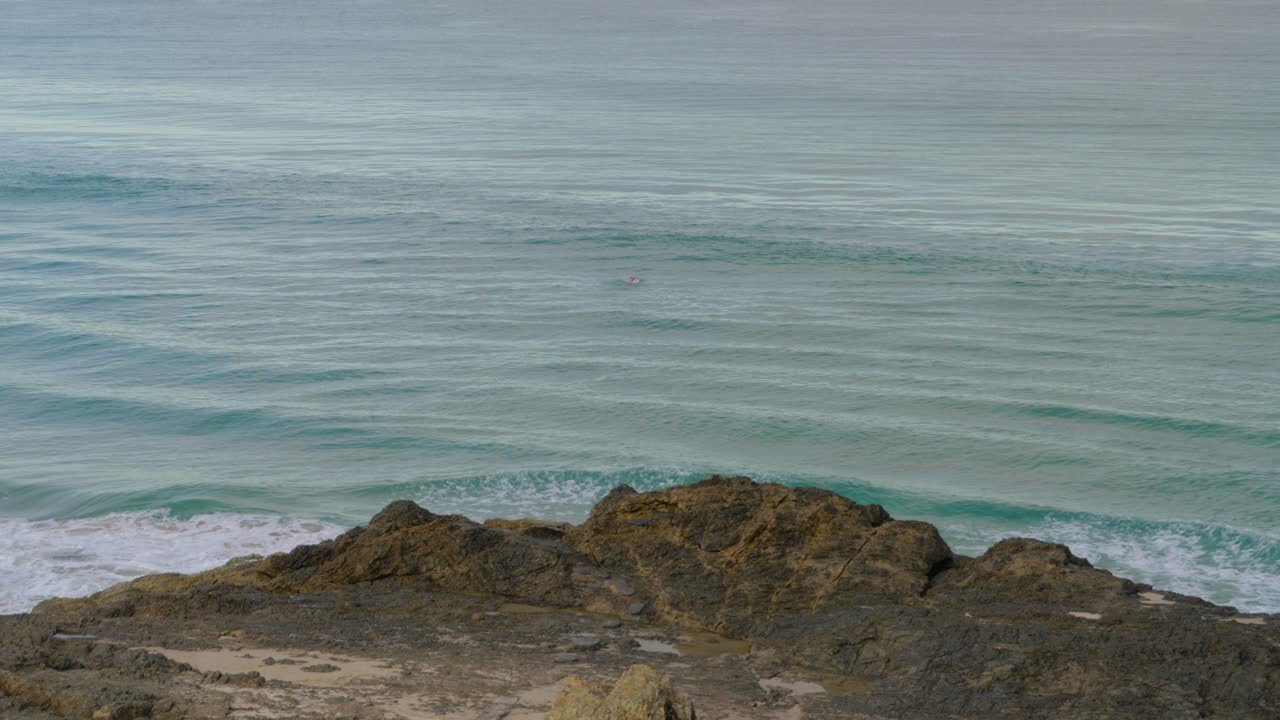 nadar en las olas rompiendo en currumbin beach - queensland australia