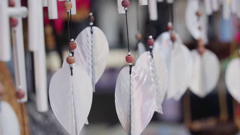 heart-shaped and leaf-shaped wind chimes