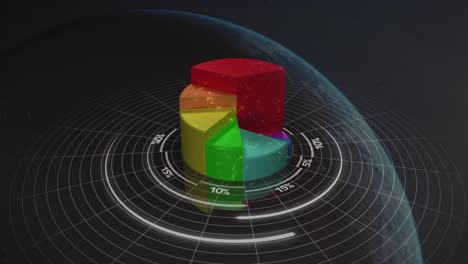 animation of statistics and financial data processing over globe